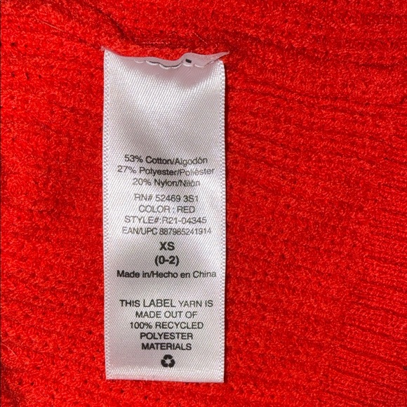 NWT Scoop Red Crew Mock Pointelle Neck Cotton Blend Knit Sweater Women’s Size XS - Picture 6 of 6